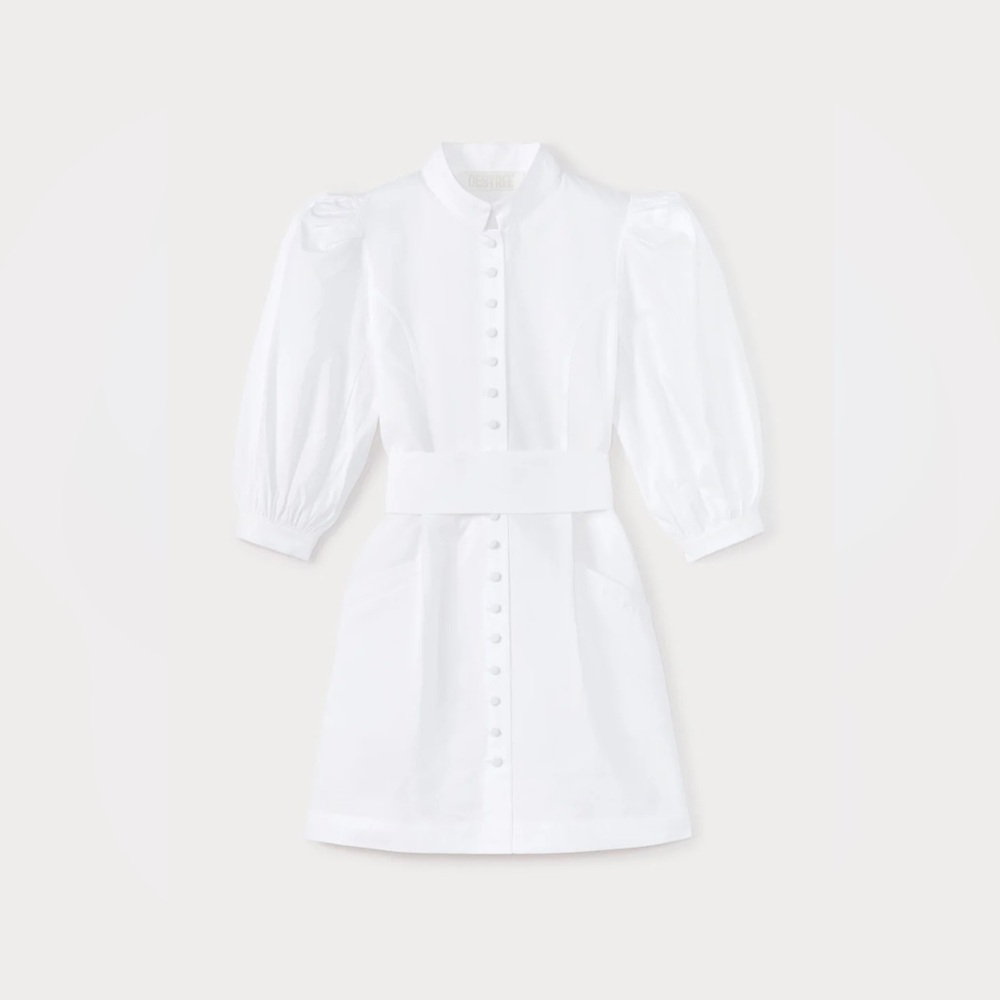 NWT Destree White cotton puff sleeve short dress